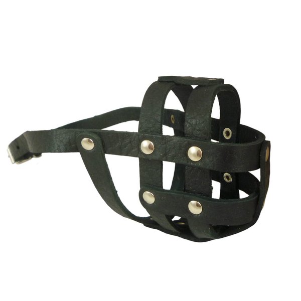 Real Leather Dog Basket Dog Muzzle #1 Black - Spaniel, Poodle, Schnauzer (Circumference 10", Snout Length 3.5")