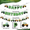 SUNBEAUTY Green Tractor Happy Birthday Banner Set with Tractor Garland Banner for Tractor Farm Themed Birthday Party Supplies Decorations | Pre-Strung