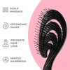 Ninabella Organic Detangling Hair Brush for Women, Men & Children - Does not Pull on Hair - Hair Straightening Brushes for Straight, Curly & Wet Hair - Unique Wave Hairbrush Black