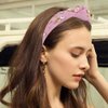 jascaela Women’s Pearl Knotted Rhinestones Headband Vintage Face Wash Headband Jewelry Going Out Non-slip Headband Pink Pearl