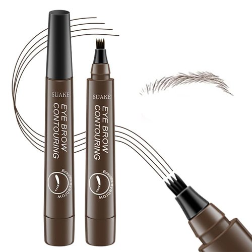 2pcs Eyebrow Pencil, 3D Microblading Eyebrow Pen Contouring Pen, 4-Tipped Precise Brow Pen, Waterproof Smudge-Proof brow pen, Natural Eye Long-Lasting Brow Pencils for Women(2*Dark Brown)