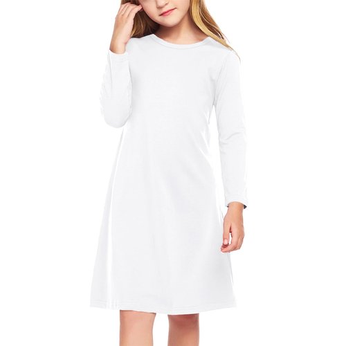 Arshiner Girls Dress Kids Long Sleeve Solid Color Casual T-Shirt Dress