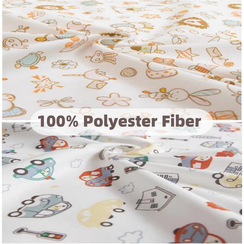 2 Pack Crib Sheets for Girls Boys, 38" x 26" Portable Pack N Play Sheets Fitted for Pack and Play Mattress and Mini Crib Mattress, Ultra Soft Cartoon Baby Nursery Playard Mattress Sheet Cover