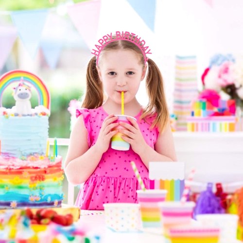 Candygirl 6pcs Birthday Headbands Happy Birthday Girl Tiara Birthday Crown Party Supplies for Kids and Adults