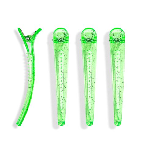 Glister Paradise Hair Sectioning Clips Professional Hair Clips for Styling Sectioning, Salon Hair Clips For Sectioning Hair, Hair Styling Clips for Hair, Clips for Hair Sectioning (4-pack) - (Green)