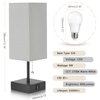 GGOYING Bedside Table Lamp, Modern Nightstand Lamp with USB Charging Ports, Pull Chain, 2700K LED Bulb, Grey Fabric Shade for End Table Living Room Home Office Study Room