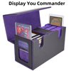 AFIING MTG Commander Card Storage Box - Fits 200 Double Sleeved Cards,3-in-1Card Deck Case,Strong Magnet Card Organizer For Magic Commander TCG CCG,4Dividers &2 Toploaders, Black/Purple