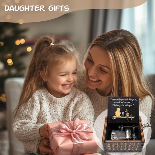 Cute Bear Best Friend Wood Music Box Gifts for Women, Friendship BBF Daughter Gifts for Christmas Birthday, I'll Aways Be with You.
