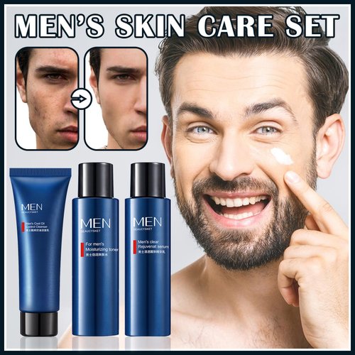 Mens Facial Skin Care Kit,Hydrating Mens Skincare Gifts Set,Nourishing Skin Care Kit for Men,Mens Face Moisturizer Wash Facial Lotion Kit for Fines Lines,Wrinkles,Dry Skin