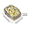 WIRESTER Rectangle Pill Box, 2 Compartment Retro Pill Case with Mirror, Medicine Tablet Vitamin Holder for Pocket Purse Travel - Lemon Leaf Walnuts