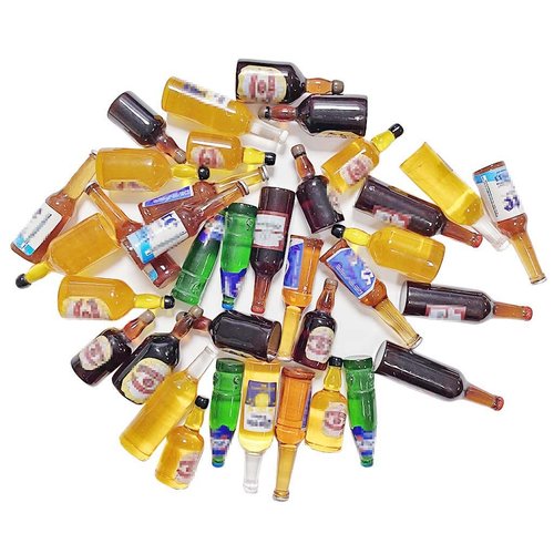 Juland 40PCS Miniature Mini Beer Drinks Decoration Beer Glass Model Mixed Wine Coffee Resin Sets Simulation Instant Model Scene Mini Tableware Dolls House