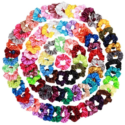 80 Pcs Silk Satin Hair Scrunchies 40 color Hair Bobbles Ponytail Holder Hair Accessories Scrunchy Solid Color Hair Ties