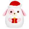 Mowatusy Christmas Plush - White Puppy Stuffed Animal Dog Toy and Santa Hat,Cute Christmas Stuffed Animals Party Decor,Christmas Birthday Gifts for Kids,Boys,Girls