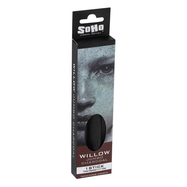 Soho Urban Artist Willow Charcoal - Drawing Charcoal for Artists, Students, Blending, Live Figure Drawing, & More! - [Black - 15mm - Single]