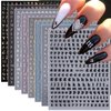 8 Sheets Letter Nail Stickers Gold Silver English Alphabet Nail Art Stickers 3D Self-Adhesive Alphabet Nail Design White Black Laser Personalized Letter for Women Girls DIY Nail Decoration