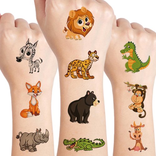 UVUXO Jungle Animal Temporary Tattoos for kids - 120 Styles Zoo Animal Temporary for Girls Boys, Animals Birthday Party Supplies for Kids