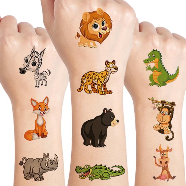 UVUXO Jungle Animal Temporary Tattoos for kids - 120 Styles Zoo Animal Temporary for Girls Boys, Animals Birthday Party Supplies for Kids