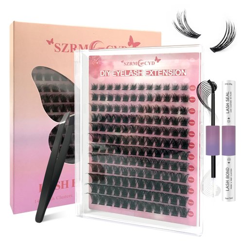 DIY Lash Extension Kit,High-Capacity Eyelash Clusters Kit Individual Lashes,Lash Cluster Lashes D Curl 9-16MM Mix Length Eyelash Clusters DIY Lash Extension at Home Easy to Apply Natural Look (B01)