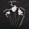 Teyglen 3pcs Wedding Hair Pins Bridal Flower Hair Pins Floral Flower Leaf Hair Pieces for Bride Pearl Hair Clips Dainty Headpiece Hair Accessories for Women Flower Girls (Silver)