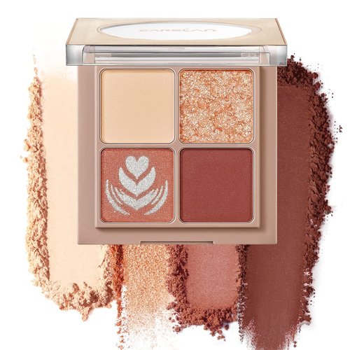 CARSLAN 4 Color Eyeshadow Palette Makeup Set, Nude Neutral Eye Makeup, Matte Naked Eyeshadow Palette, Glitter Shimmer Eyeshadow Contour Palette,Great for Travel, 02