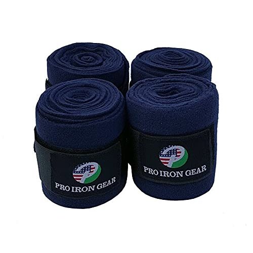 RIDING GEARS Horse Fleece Wraps Bandages/Polo Wraps/Stable Wraps Equestrian Leg Wraps Set of 4 Equestrian Boot Protection (Navy Blue)