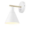 Globe Electric 65542 1-Light Dimmable Plug-in or Hardwire Wall Sconce, Matte White, Brass Accent, Stepless Dimming Rotary Switch on Canopy, White Fabric Cord, Wall Lighting, Bulb Not Included