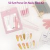 Sawvolker 50Pcs Press on Nail Tool Kit - Nail Glue, Adhesive Tabs, Mini Nail File and Shine Nail Buffer Block, Acrylic Sticks, Prep Pads, Packaging Bag for Nails Salon Press on Nail Business