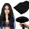DOORES Sew in Hair Extensions 18 Inch 100g Jet Black Human Hair Extensions Sew in Full Head Set Remy Hair Extensions Weft, Weave Hair Extensions for Women