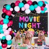 kreat4joy Movie Night Birthday Party Decorations for Girls, Movie Theme Party Decorations, Movie Night Backdrop Balloons Arch for Movie Night Theme Birthday Party Supplies
