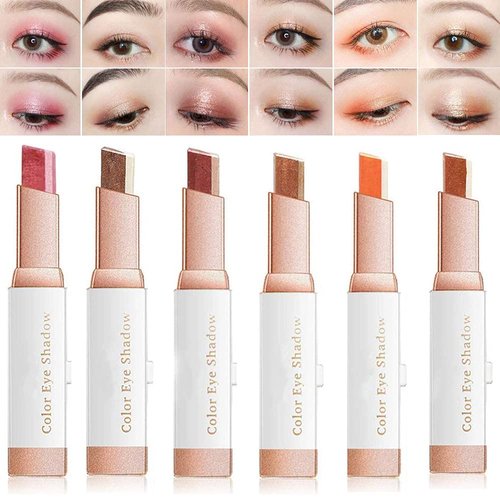 YG LianKai 12 Colors Eyeshadow Stick,Double Colors Eye Shadow Stick Glitter Shimmer Eyeshadow Gradient Eyeshadow Makeup Stick Waterproof Eyeshadow Eye Shadow Pen Stick for Eye Make up