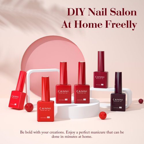 CANNI Red Gel Nail Polish Set - 6 Colors Bloody Mary 9ML Collection Popular Dark Red Burgundy Gel Polish Kit Nail Art Design Soak off UV LED Nail Gel DIY Manicure All Seasons Nail Salon