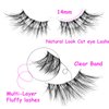 outopen 10 Pairs Half Lashes 3D Multi-Layers Fluffy Cat Eye Lashes Clear Band Natural Look False Eyelashes That Look Like Extensions 15mm Curl Volume Lashes Reusable (A3)
