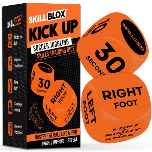 SKILL BLOX Soccer Kick Up Training Dice (2 pcs) - Football Soccer Gifts - Soccer Ball Juggling Skills. Soccer Gifts for Boys and Soccer Gifts for Girls. Teenage Boys Gifts. Keepy Uppy Soccer Training