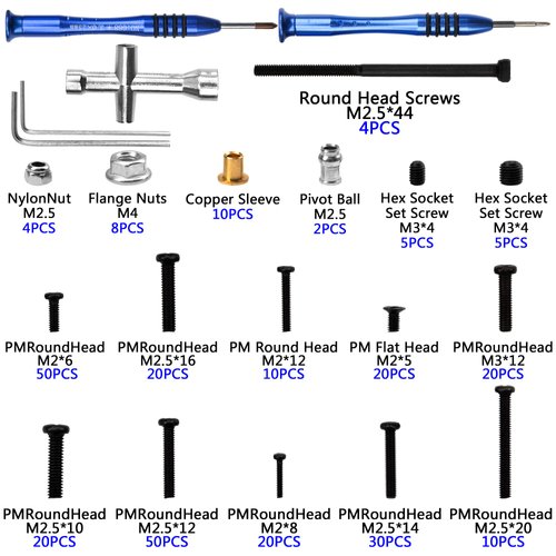 Vgoohobby 298PCS RC Tool Kit Kit M2 M2.5 M3 Screw Fastener Bolts Hex Wrench Screwdriver Repair Kit Compatible with 1/12 WLtoys 12423 12427 12428 12429 FY-01 FY-07 FY-08 RC Car