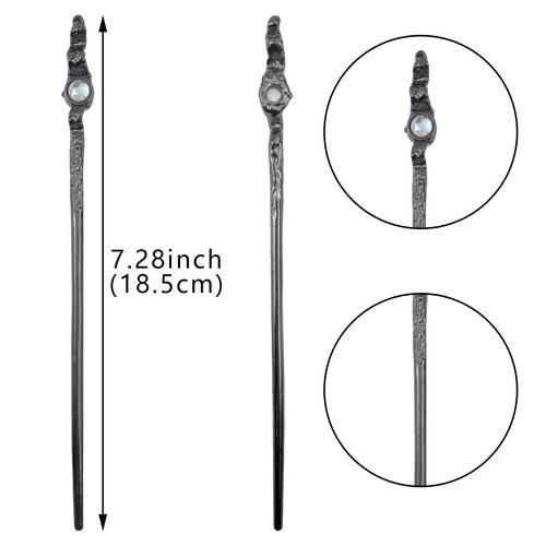 4 Pack Moonstone Hair Sticks for Bun Metal Shinny Moonstone Hair Fork Hairpin Chinese Style Hair Chopsticks Elegant Vintage Hair Accessories for Women Girls Long Hair