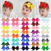 jollybows 40pcs Baby Girls Grosgrain Ribbon Hair Bows Headbands 4" Elastic Hair Band Hair Accessories for Infants Newborn- Natural Color Set