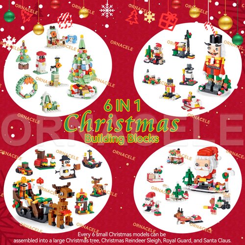 Christmas Advent Calendar 2024, 6 in 1 Building Blocks, 24 Days Countdown Calendar Toys for Kids, Christmas Building Toys Party Favors, Kids Christmas Gifts for Boys & Girls