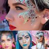 MEICOLY Gold Body Glitter,Music Festival Outfits for Women,Face Glitter Gel Festival Accessories,Chunky Glitter Face Paint,Mermaid Sequins Hair Glitter Makeup,Sparkle Body Glitter Gel for Women Kids