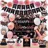 Retirement Party Decorations Women Rose Gold Happy Retirement Decorations Happy Retirement Banner Backdrop Honeycomb Centerpiece Sash Greeting Card Hanging Swirls Retirement Party Supplies