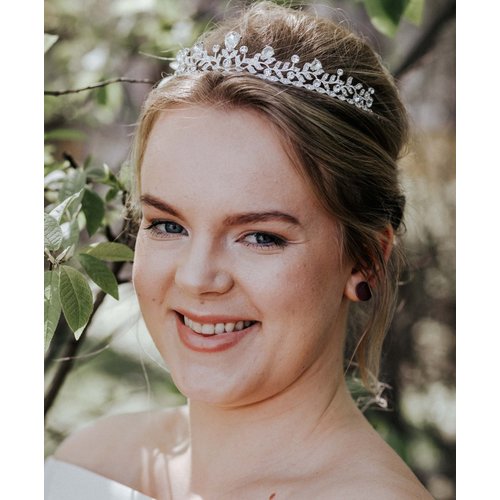 SWEETV Crystal Wedding Tiara for Bride & Flower Girls - Princess Tiara Headband Pageant Crown, Bridal Hair Jewelry for Women and Girls, Silver