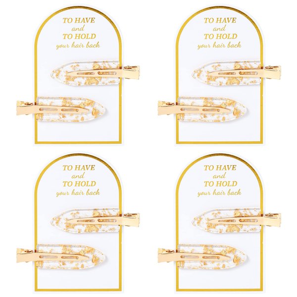 8PCS No Bend Hair Clips Bridesmaid No Crease Hair Clips Gold Glitter Makeup Creaseless Hair Clips Styling Hair accessories for Bride Women Girls