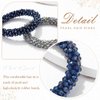 Fashey Rhinestone Hair Ties Elastic Ponytail Holder 3 Pcs Crystal Hair Scrunchies Hair Accessories for Women and Girls (blue,green,dark blue)