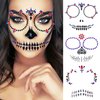 Halloween 3D Face Jewel Makeup Sticker Crystal Decal Shiny Acrylic Drill Stickers For Carnival Festival Party Body Art Terror Grimace Decorations Horror Gem Temporary Tattoo Stickers (Black blue)