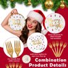 Lounsweer 96 Pcs Christmas Party Supplies Paper Plates and Napkins Disposable Dinnerware Set Include Christmas Plates Napkins Forks for Xmas Holiday Table Decorations 24 Guests(Christmas Tree)