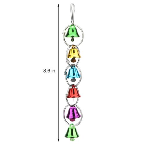 Hypeety Parrot Chew Toys Swing Colorful Bells Chandelier Bird Hanging Toy Parrot Cage Craft Toys Cages African Grey Conure Cockatiel (A)