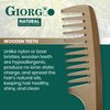 Giorgio GIONAT5 Natural Wooden Detangling Comb with Comfortable Handle - Wide Tooth Comb for Curly Hair, Bamboo and Beechwood Hair Combs for Thick Hair - Organic Wooden Hair Comb for Men and Women