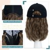 Hairro Cap with Hair Attached For Women Wig Hat with Hair Short Bob style Synthetic Wavy Curly Adjustable Highlight Balayage Ball Cap Wiggy Hair Extensions 8" 180g #10P22T