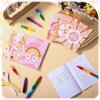 Funrous 24 Pcs Hippie Boho Coloring Books with 24 Stacking Crayons Set Stay Groovy Mini Drawing Book Peace Sign Hippie Bus Daisy Rainbow Activity Book Gifts for Groovy Birthday Party Favors Supplies