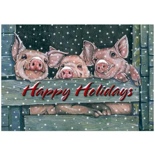 Pig Christmas Cards Set of 10 cards & 10 envelopes