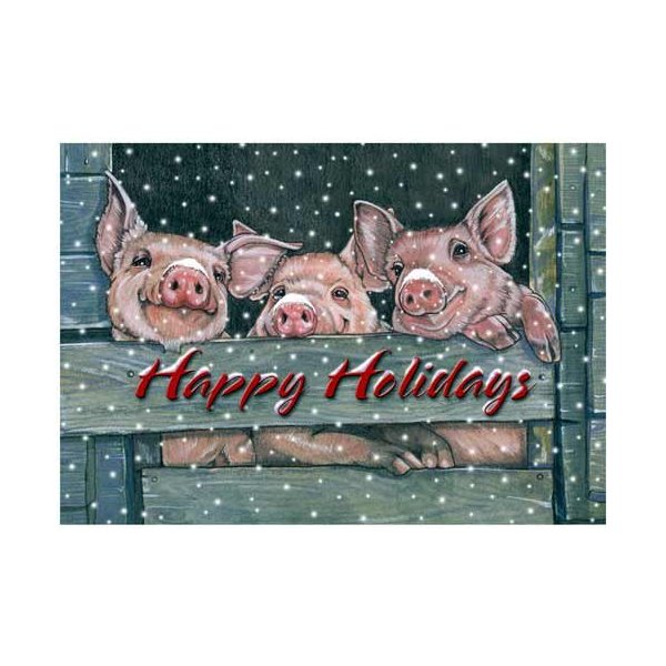 Pig Christmas Cards Set of 10 cards & 10 envelopes